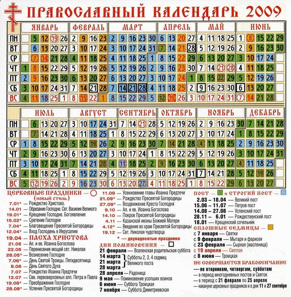 Православный календарь 2008